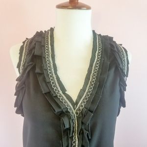 Robbi & Nikki Black Sleeveless Top w/Chain Accents